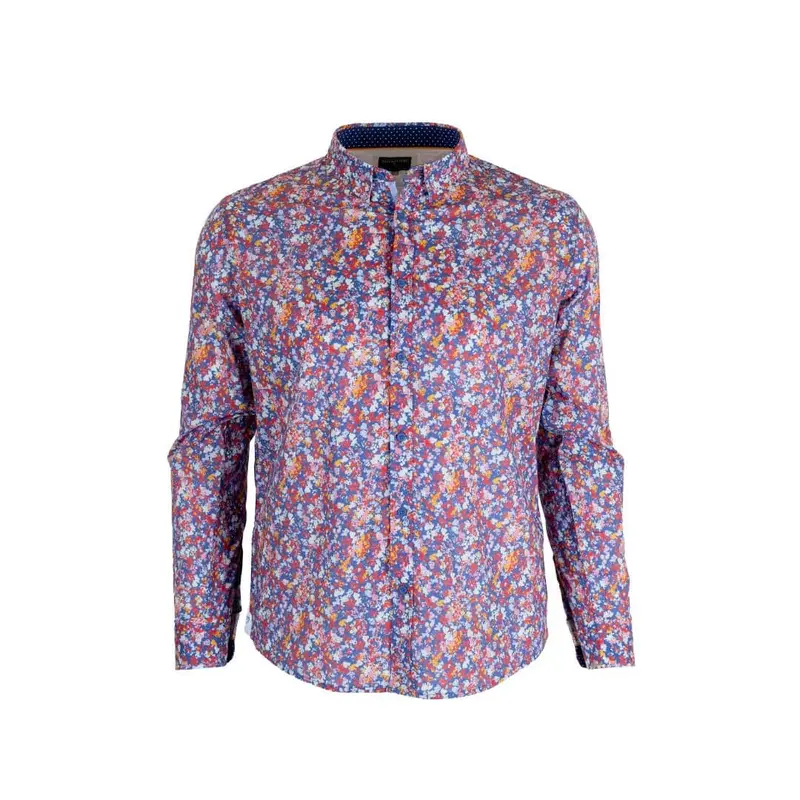 Chemise ml légère fleurie bleue