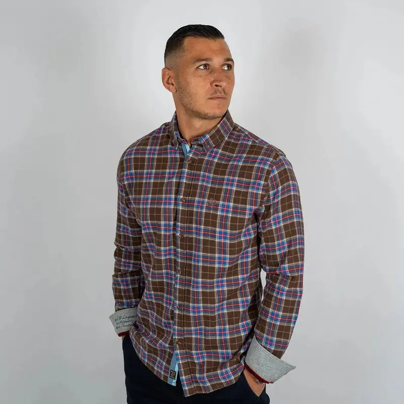 Chemise ml marron en flanelle à carreaux