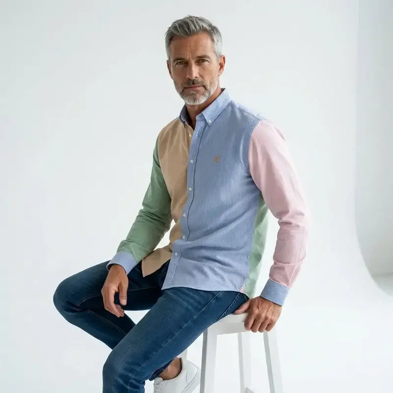 Chemise ml rayée multicolore