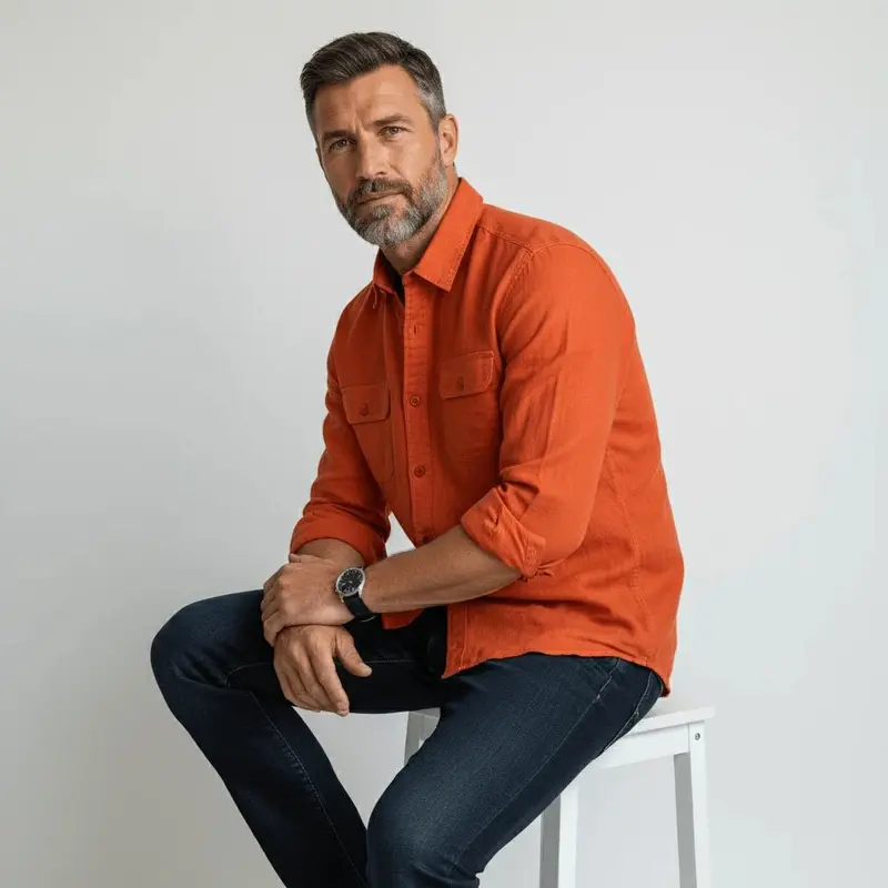 Chemise ml rouge en lin