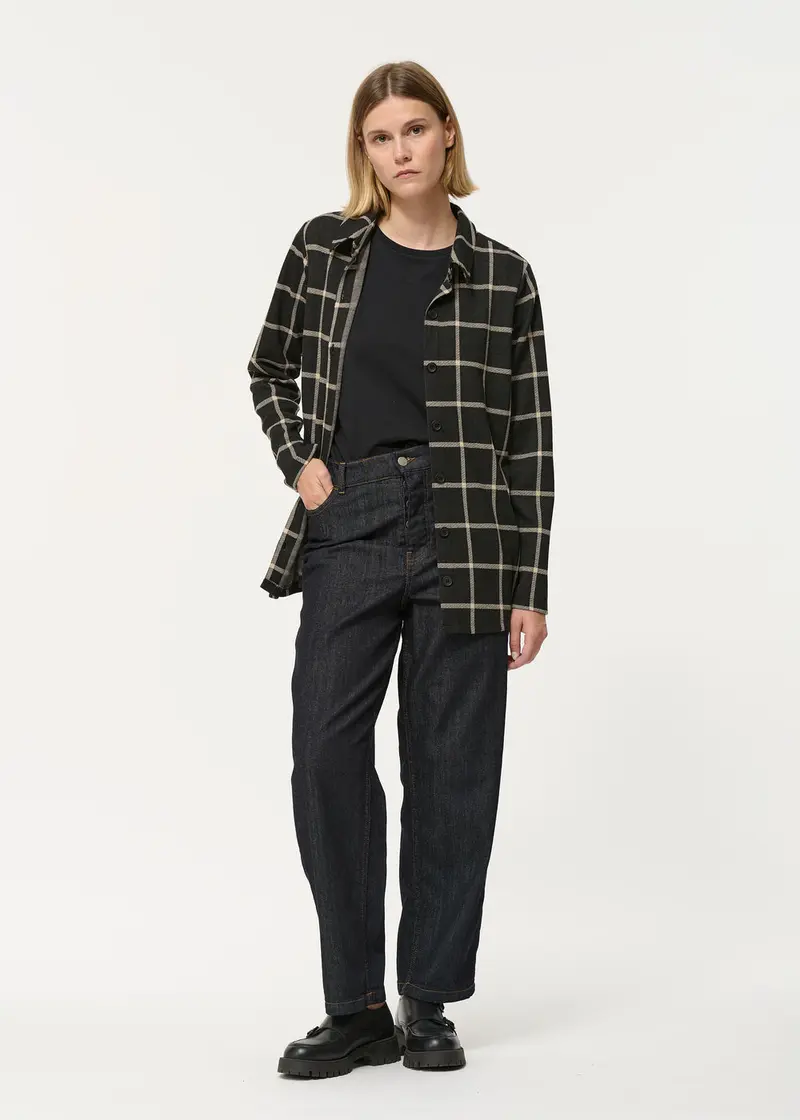Chemise noire droite à carreaux