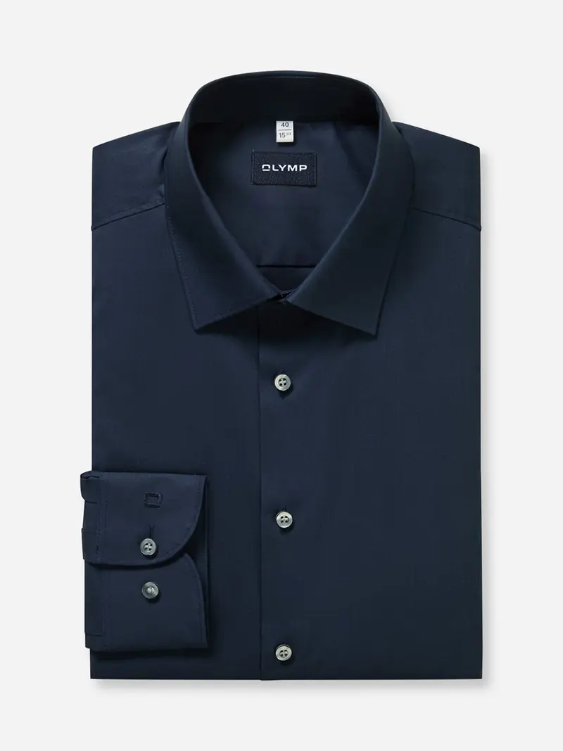 Chemise OLYMP ajustée marine en coton stretch