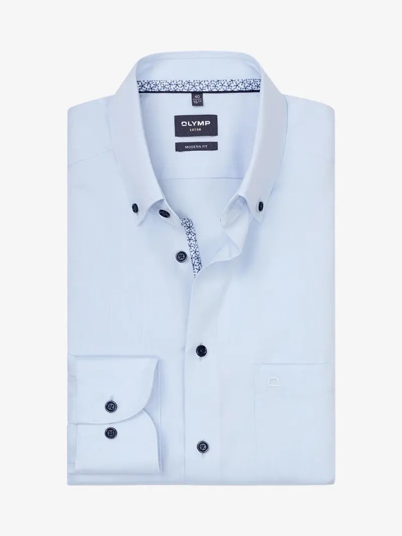 Chemise OLYMP droite bleue en coton