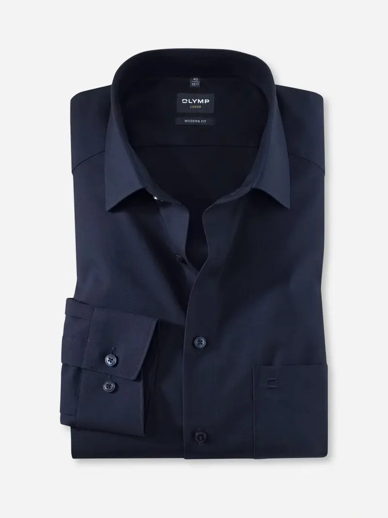 Chemise OLYMP droite marine en coton
