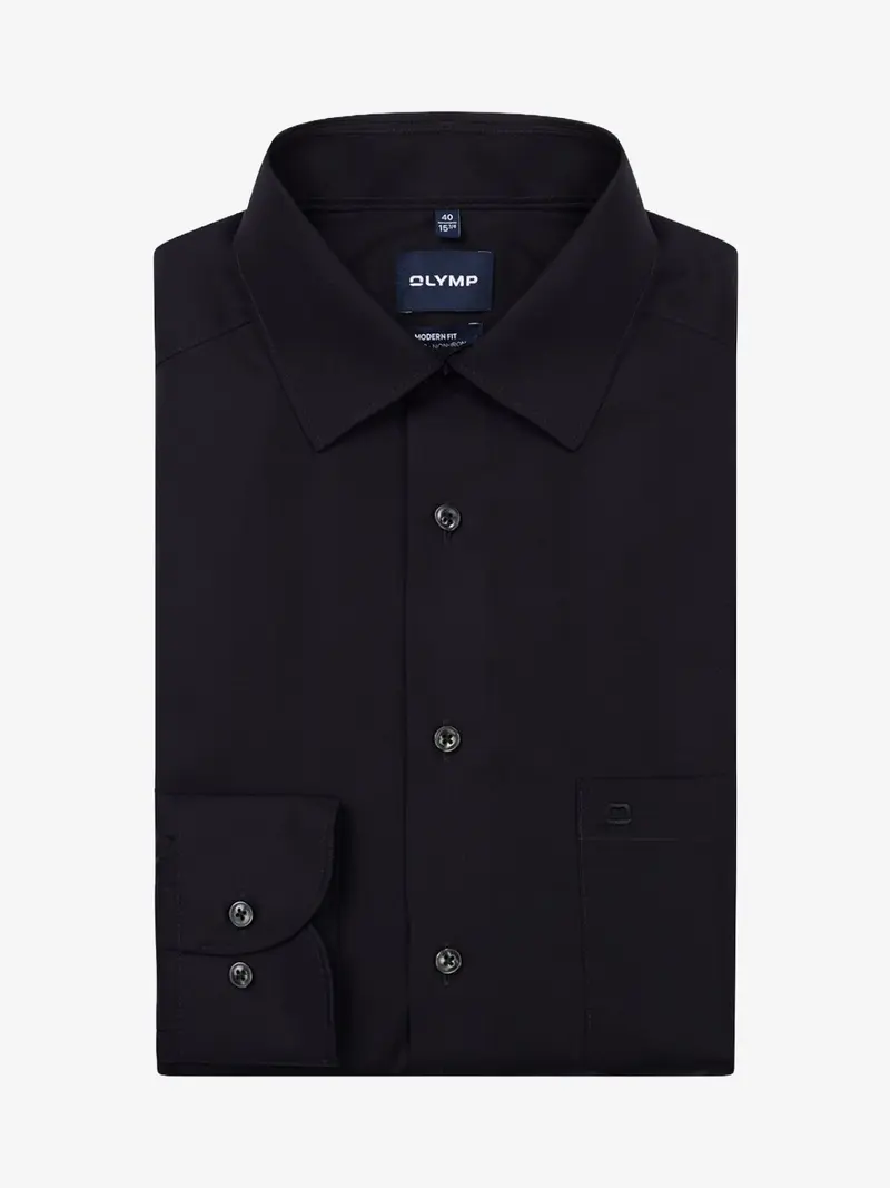 Chemise OLYMP droite noire en coton