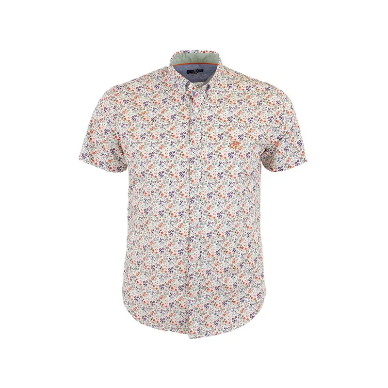 Chemise orange imprimé fleuri multicolore