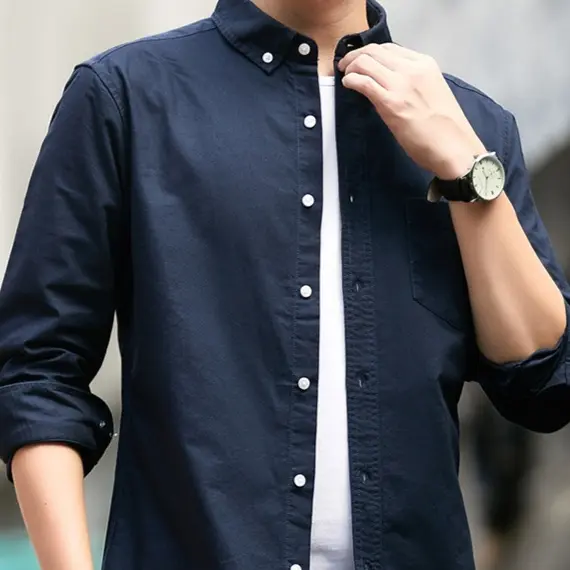 Chemise Oxford en Coton à Manches Longues – Style Business Casual