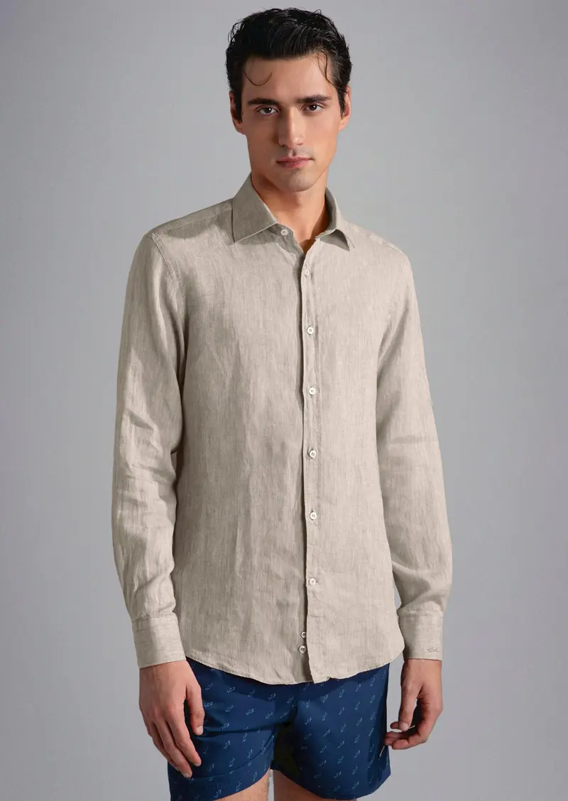 Chemise Paul & Shark beige en lin