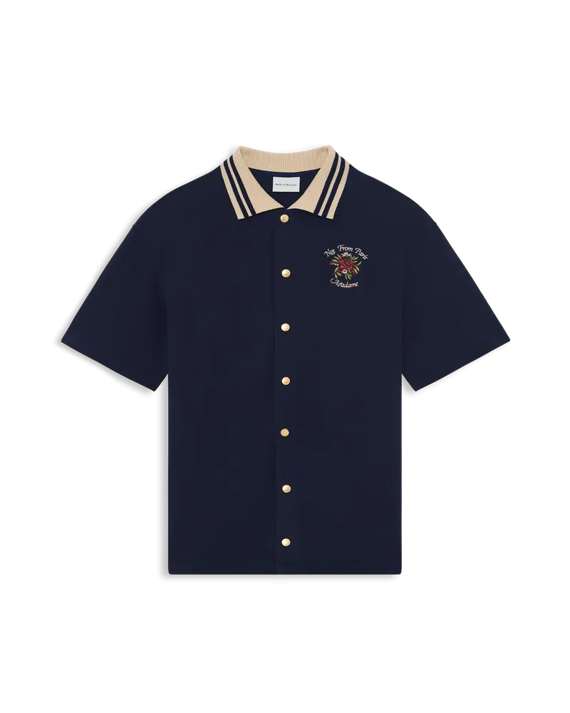 Chemise Piquée Slogan Rose