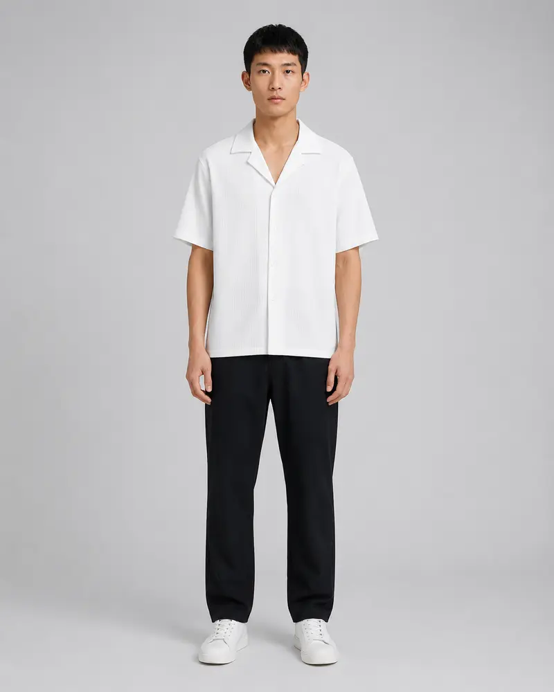 Chemise plissée fluide blanc homme