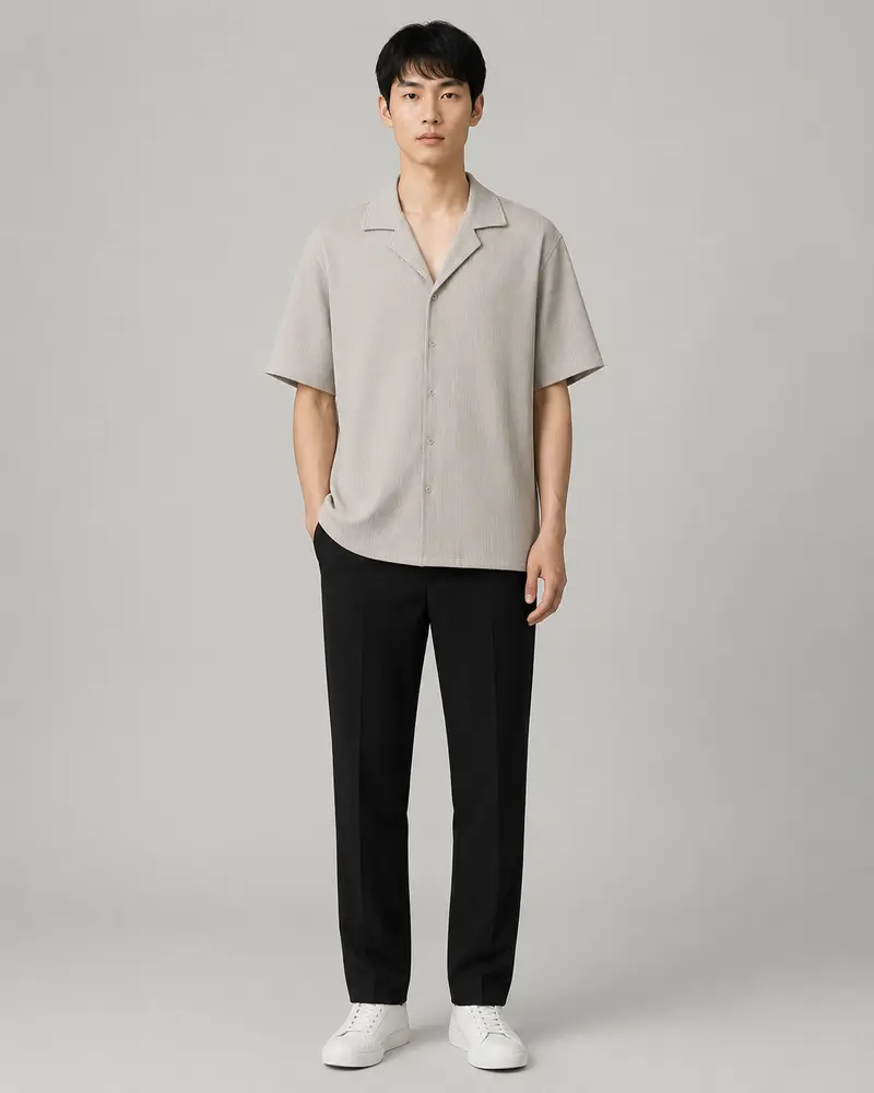 Chemise plissée fluide gris homme