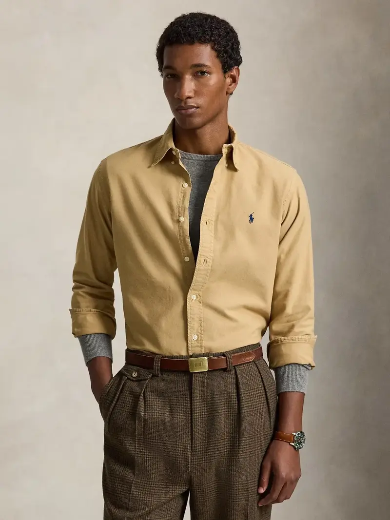 Chemise Ralph Lauren ajustée beige en coton