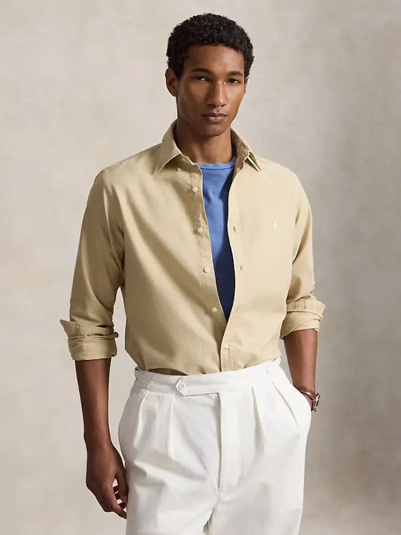 Chemise Ralph Lauren ajustée beige en coton