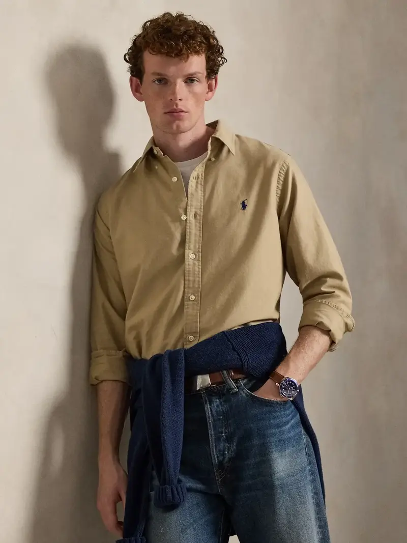 Chemise Ralph Lauren ajustée beige en coton