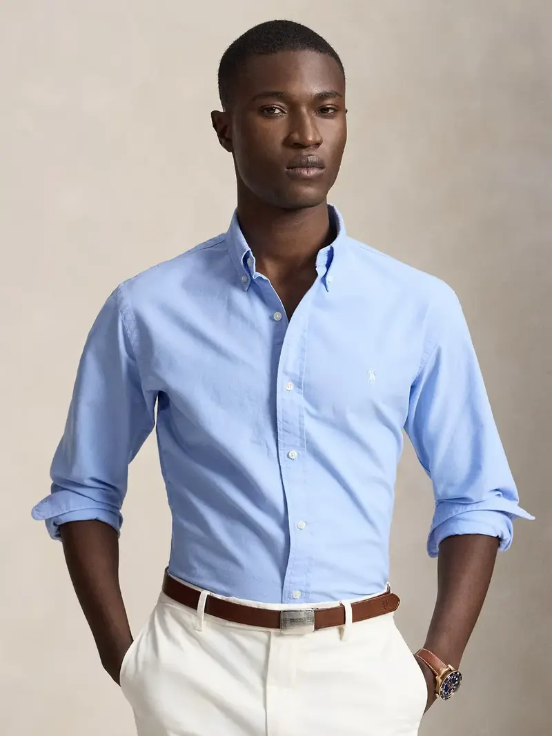 Chemise Ralph Lauren ajustée bleue en coton