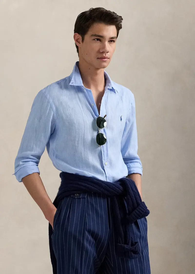 Chemise Ralph Lauren bleue en lin
