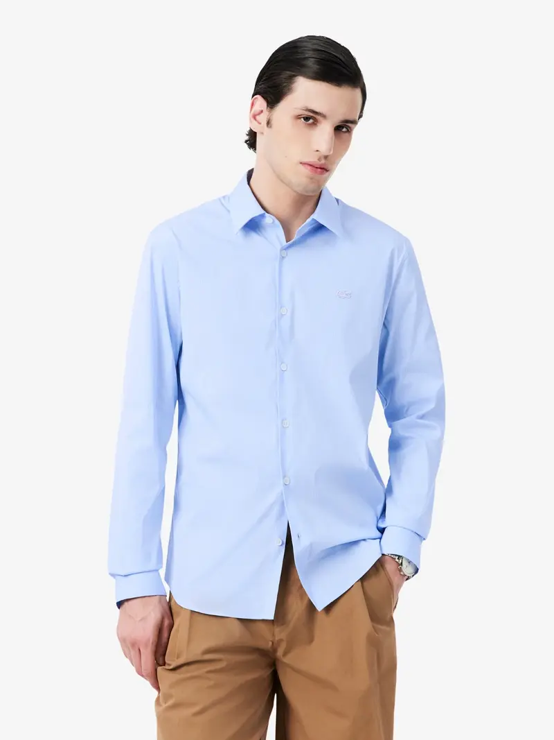 Chemise rayée ajustée Lacoste bleue en popeline