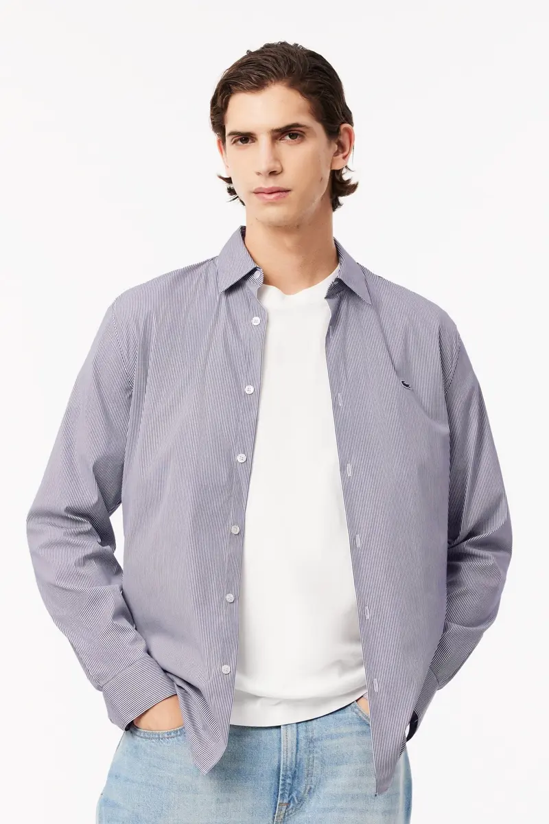Chemise rayée Lacoste bleue