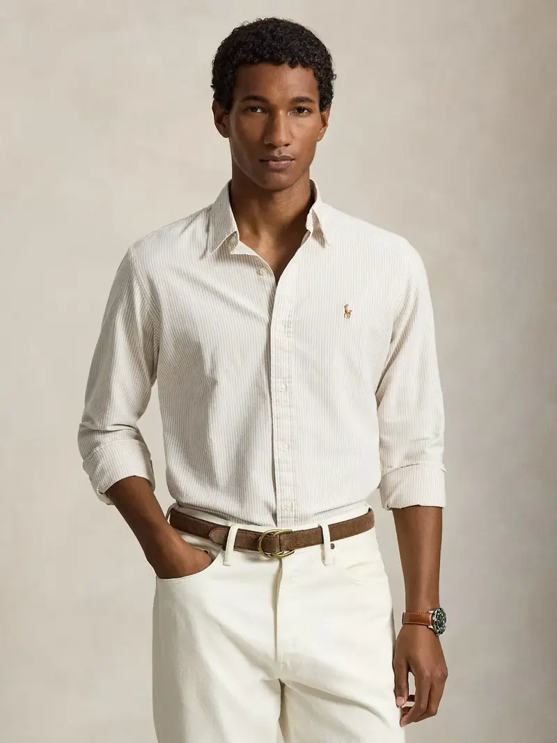 Chemise rayée Ralph Lauren beige en coton