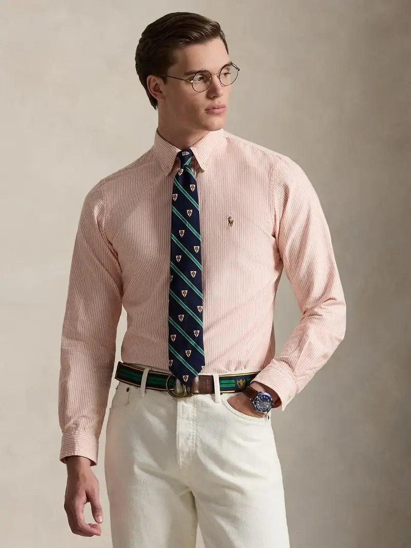 Chemise rayée Ralph Lauren rose en coton