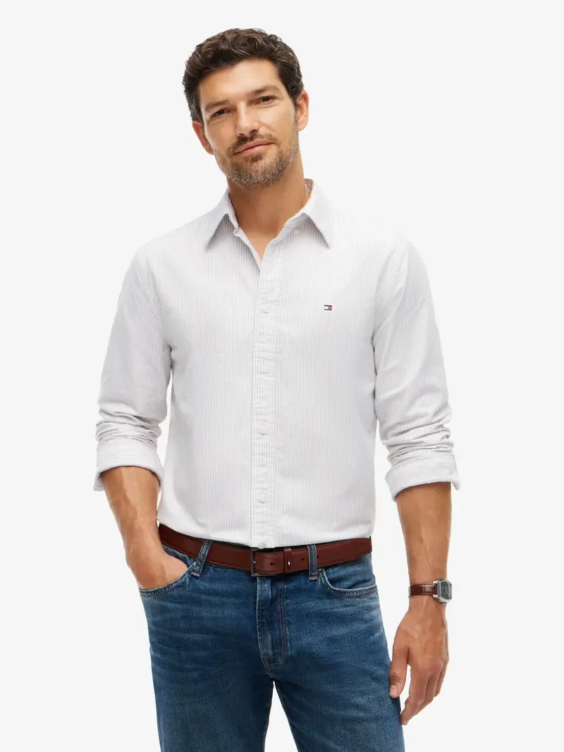 Chemise rayée Tommy Hilfiger blanche en coton