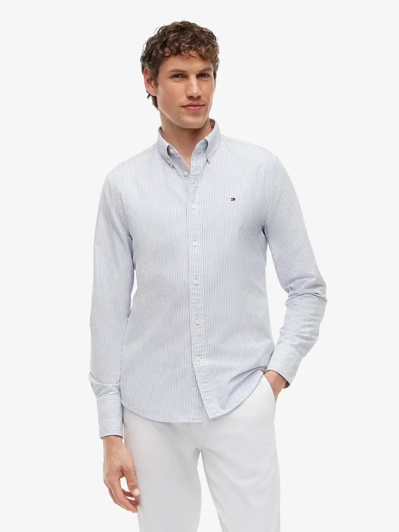Chemise rayée Tommy Hilfiger bleue en coton