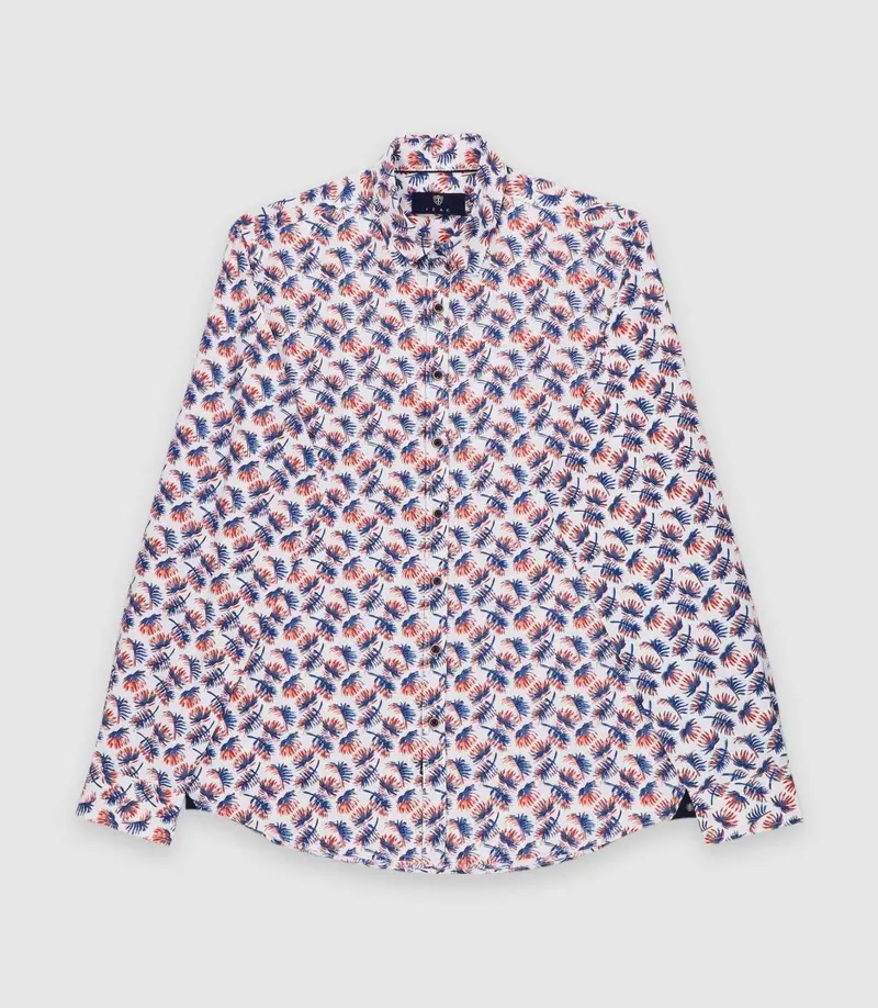 Chemise regular à imprimé blanche et rouge KAOSOUT