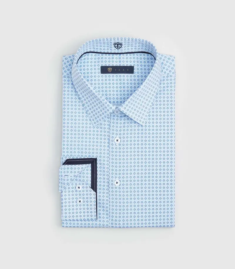 Chemise regular à imprimé bleu "Simon"