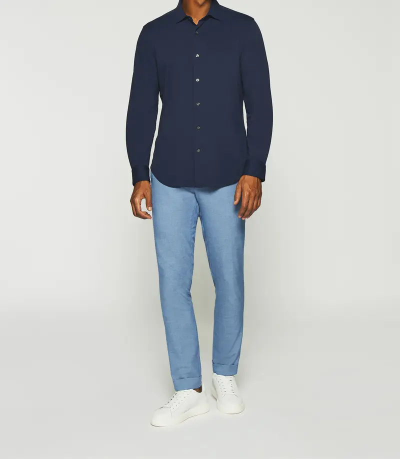 Chemise regular en maille piquée marine MELCHIOR