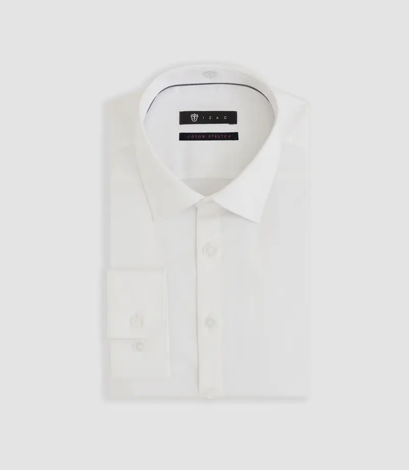 Chemise regular en satin stretch blanche SASTRETCHBASIC
