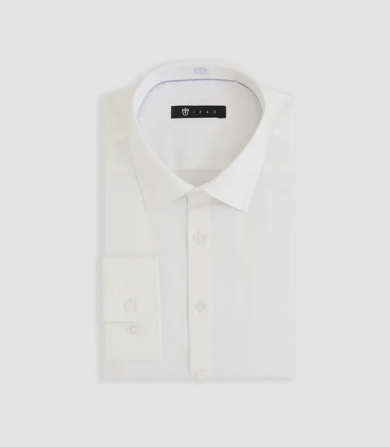 Chemise regular en satin stretch blanche SASTRETCHBSOUT