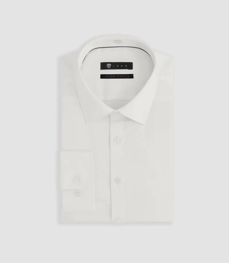 Chemise regular en satin stretch écru SASTRETCHBASIC