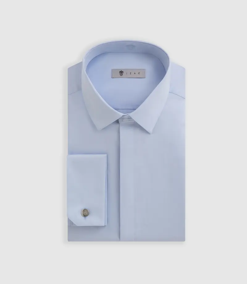 Chemise satin mixte slim ciel "Satinmixteslim"