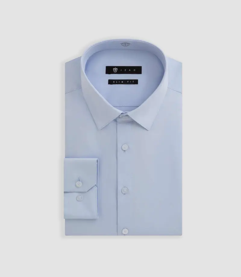 Chemise satin slim ciel "Satinslim"