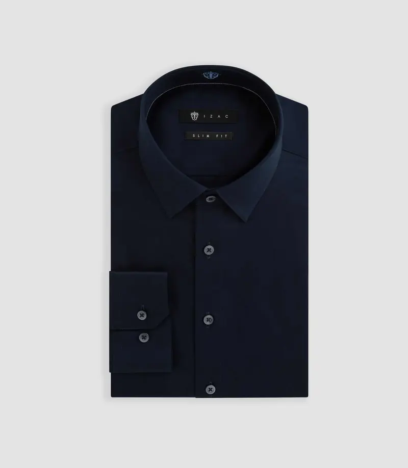 Chemise satin slim marine "Satinslim"