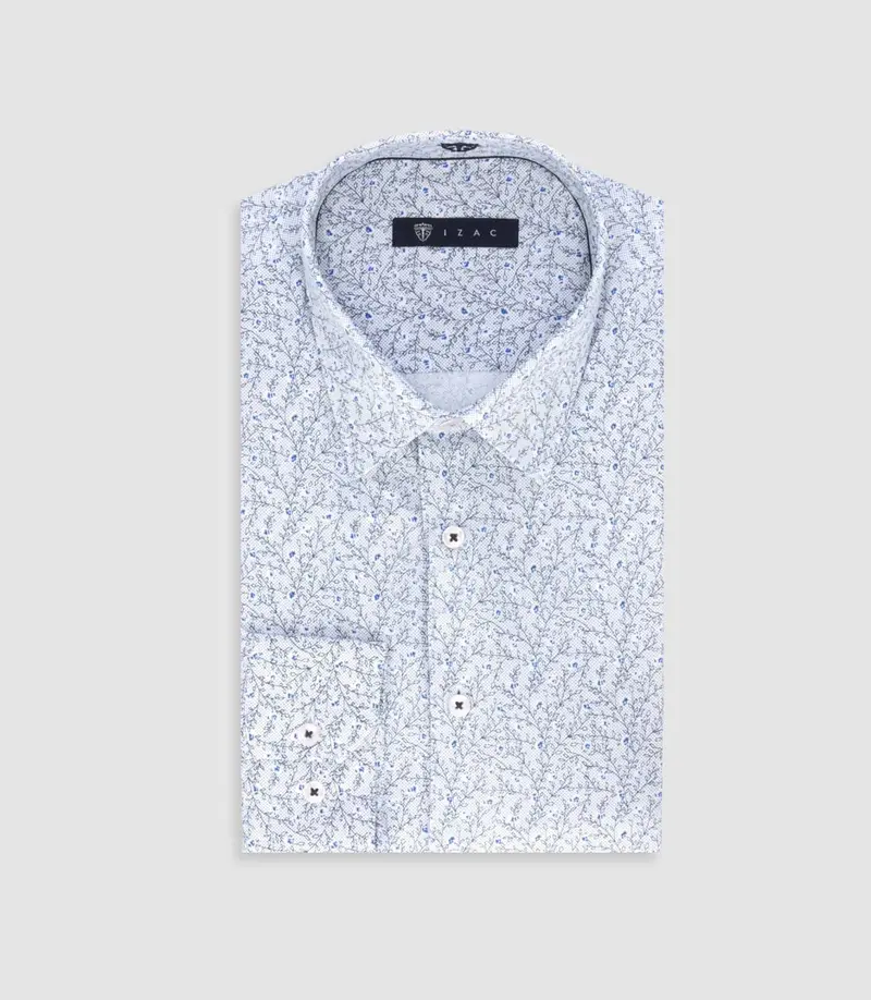 Chemise slim à imprimé floral marine MARECKOUT