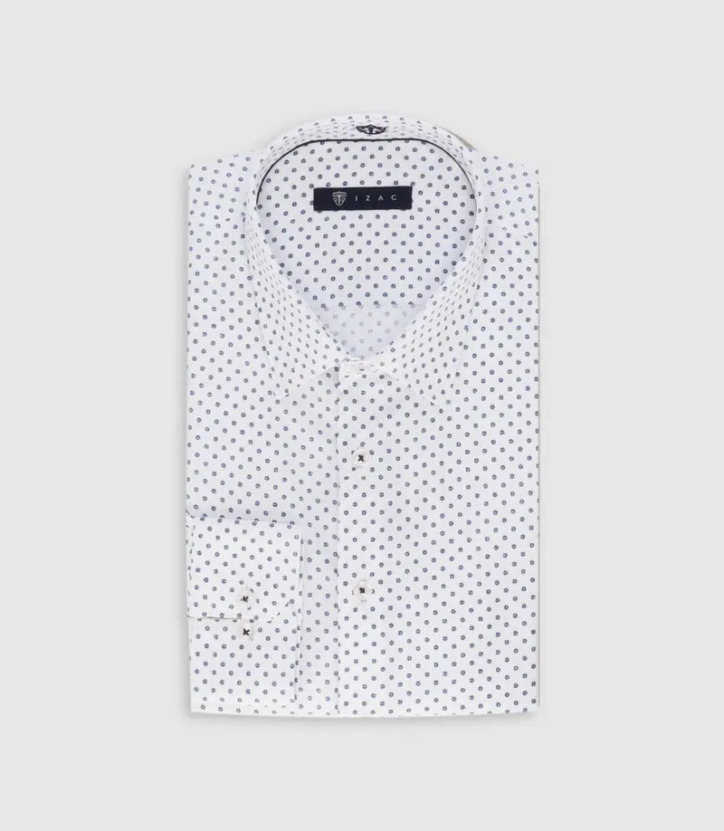 Chemise slim à imprimé micro motifs blanc MATHEWOUT