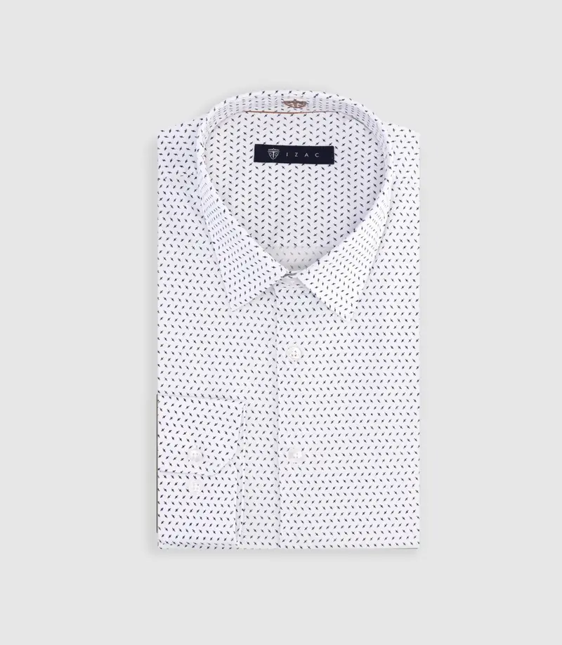 Chemise slim à imprimé micro motifs blanc MATTHIAS
