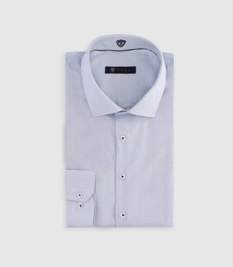 Chemise slim à imprimé micro motifs bleu MAEL