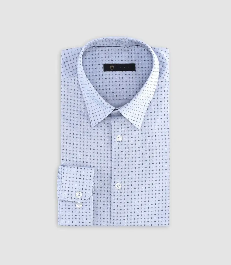 Chemise slim à imprimé micro motifs bleu MARCELLO