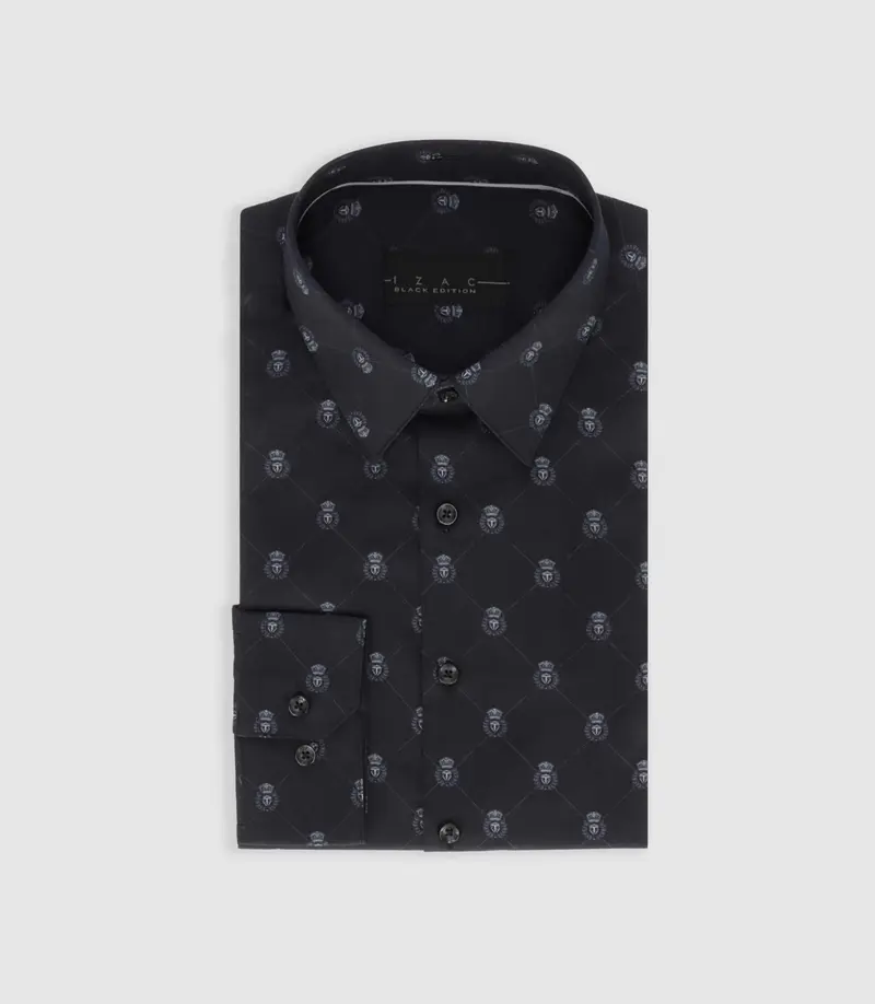 Chemise slim à imprimée logo noir PARTIN