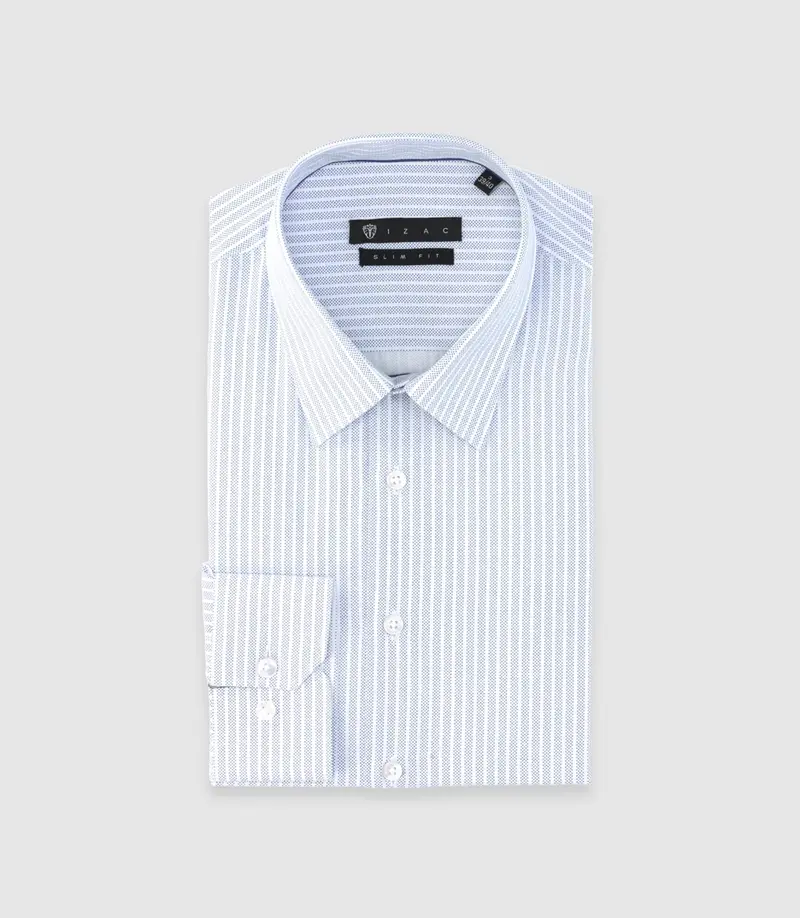 Chemise slim à rayures bleu PALY