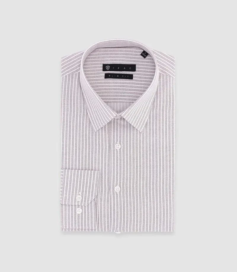 Chemise slim à rayures bordeaux PALY