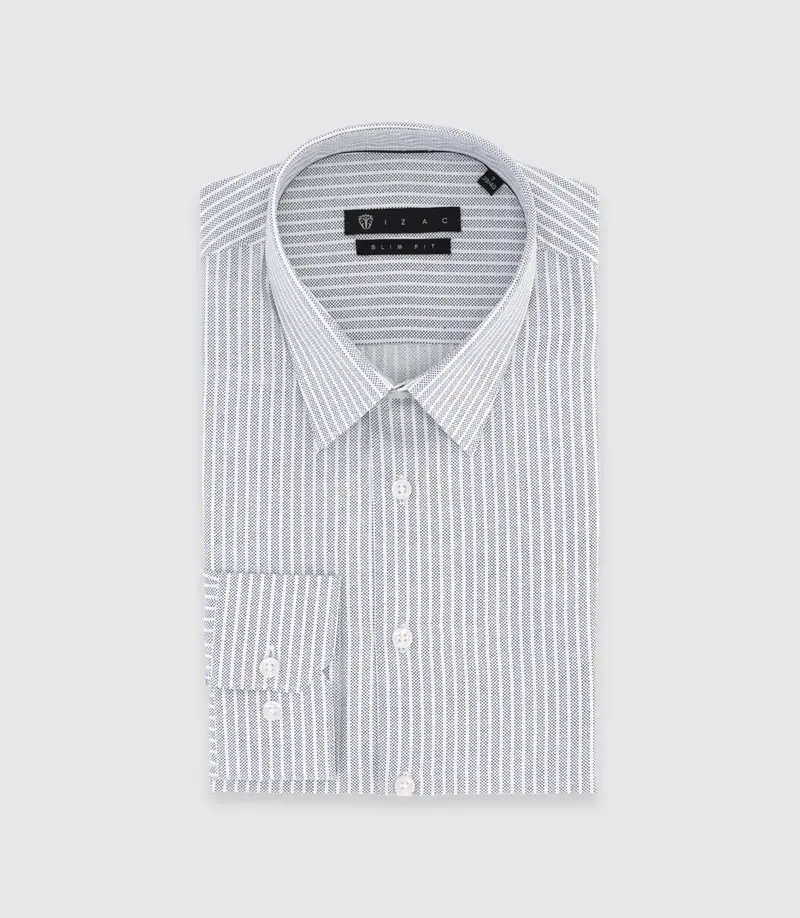 Chemise slim à rayures grise PALY