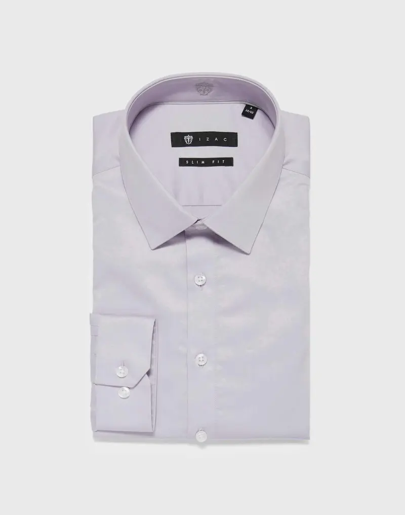Chemise slim coton lilas