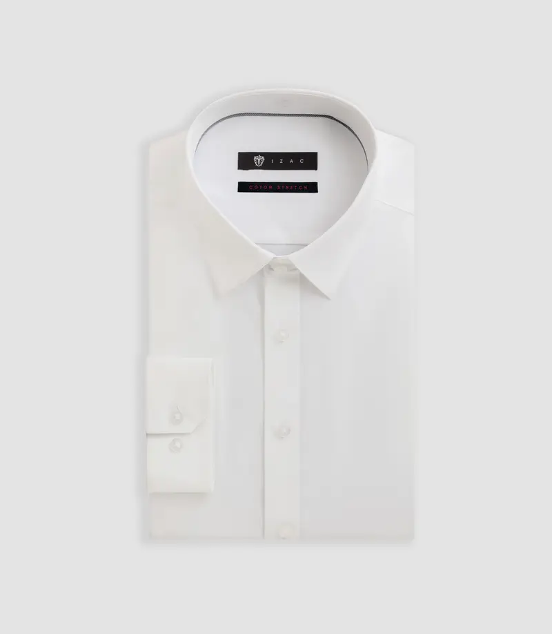 Chemise slim en popeline stretch blanche MALTE