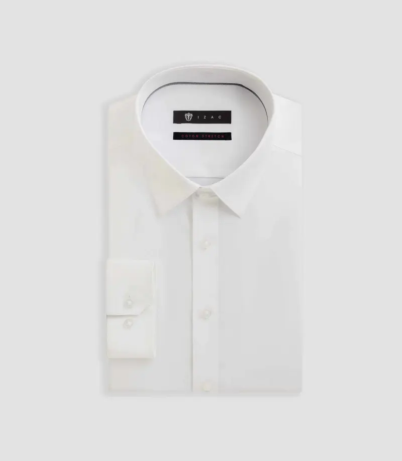 Chemise slim en popeline stretch blanche MALTEBT