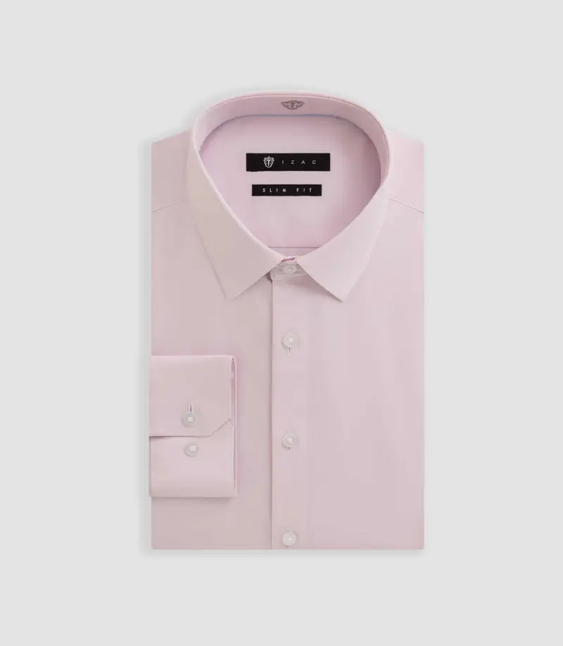 Chemise slim en satin coton rose SATINSLIM