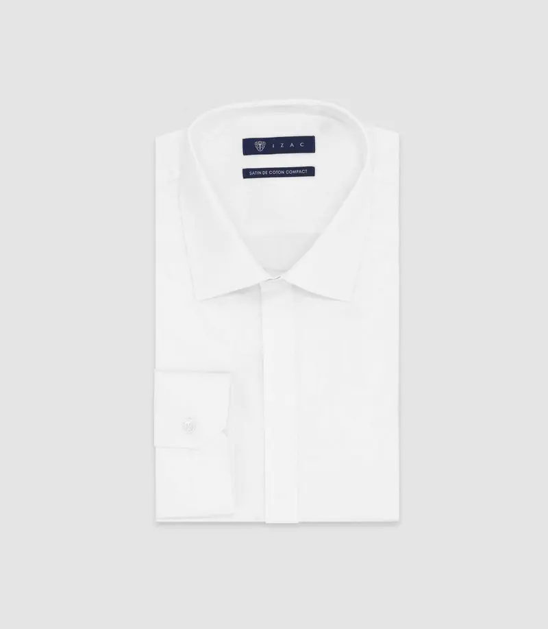 Chemise slim en satin de coton BLANC
