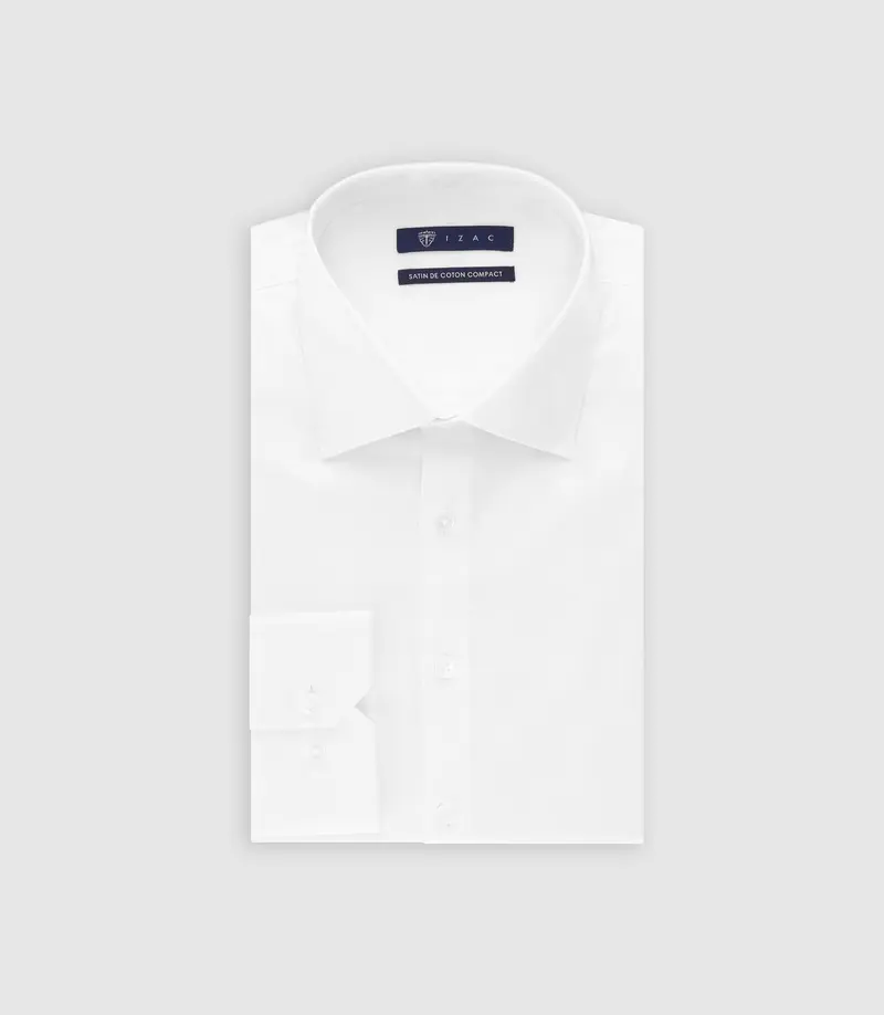 Chemise slim en satin de coton BLANC
